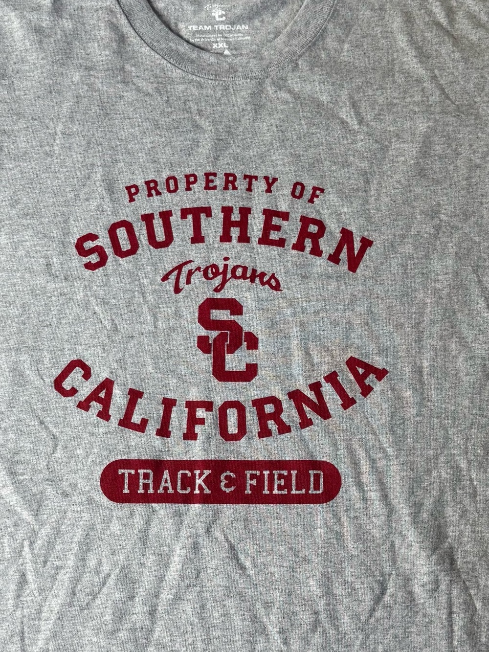 NWT Property of USC Trojans Track & Field Gray T-Shirt Size 2XL